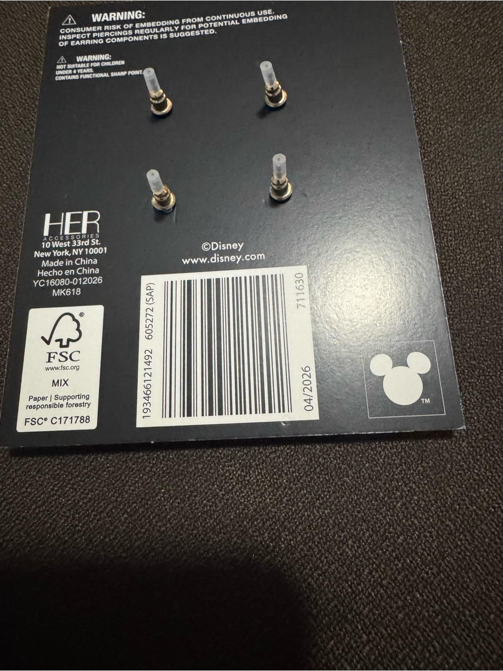 Disney Kids Mickey Mouse Red & Silver Stud Earring Set New Gift - Picture 7 of 7